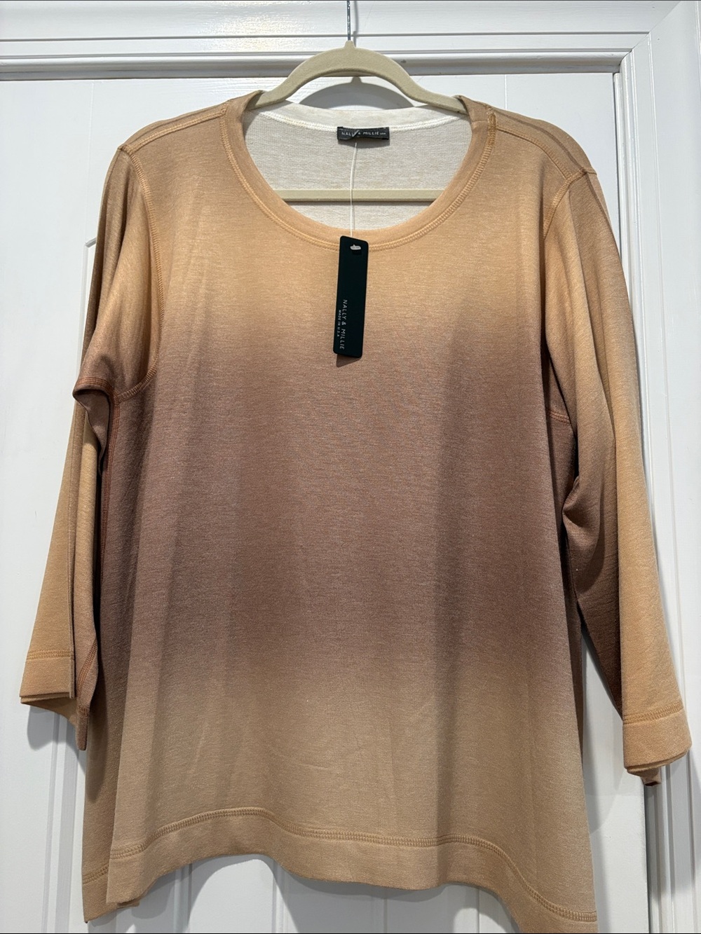 Nally & Millie Ombre Beige to Brown Long Sleeve Tee